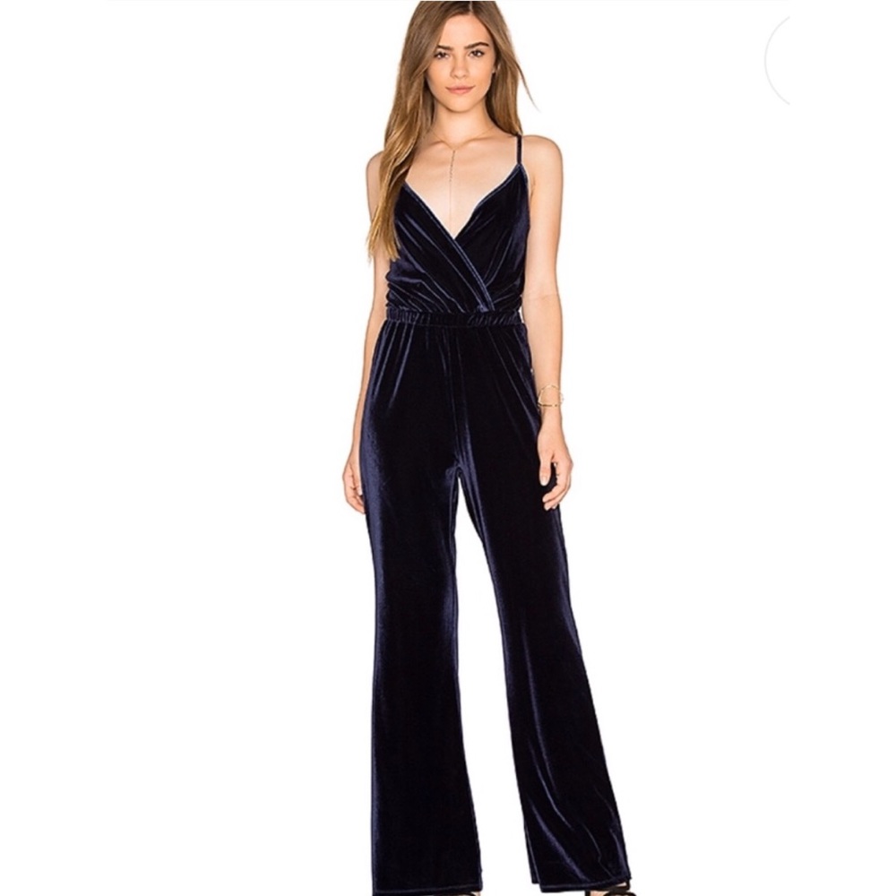 Jack by BB Dakota Pearson Navy Velvet Jumpsuit